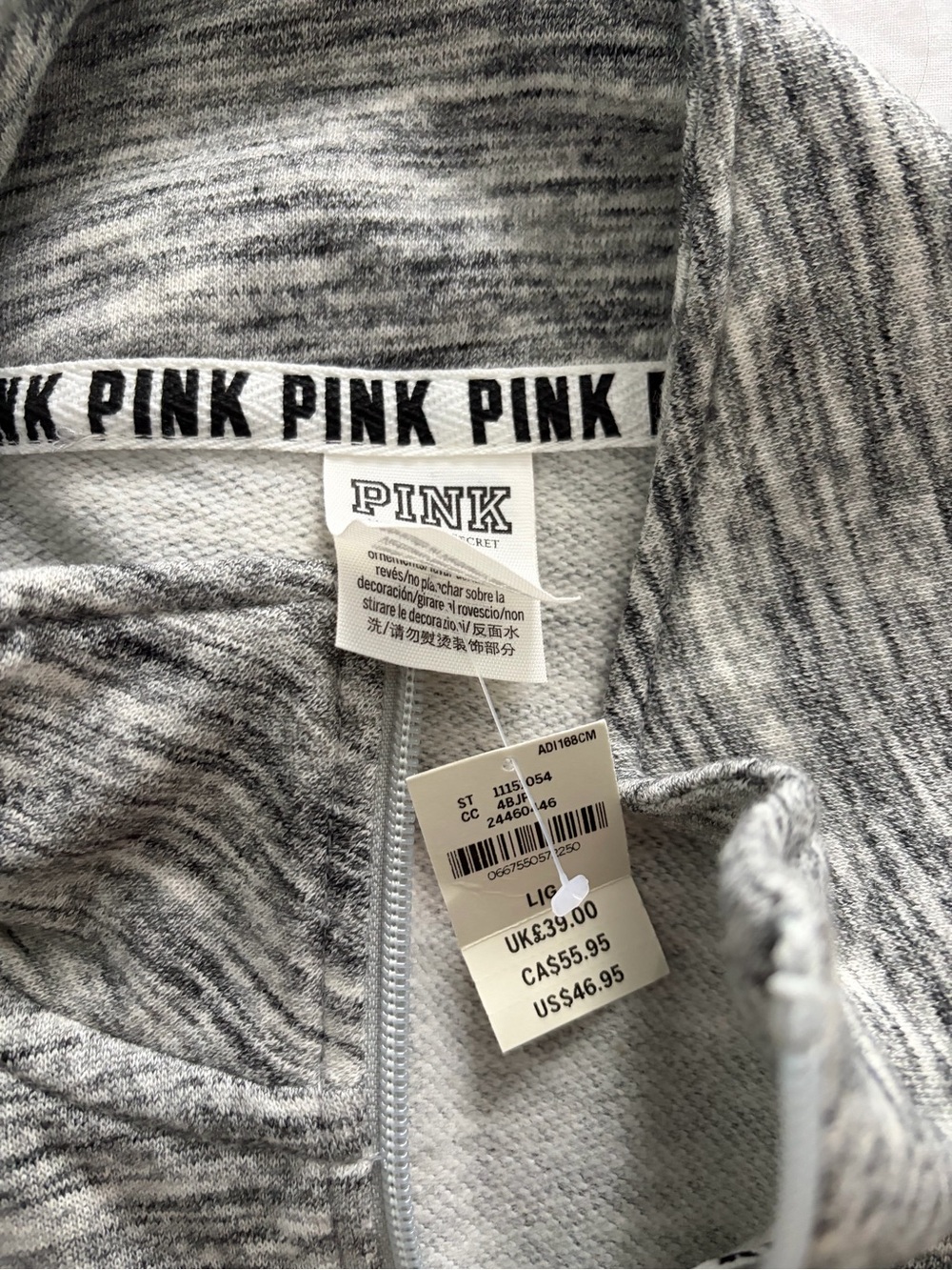 PINK Victoria's Secret Sporty Chic Athleisure Quarter-Zip Sweatshirt Large NWT - Picture 3 of 8